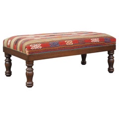 Beautiful, large new oriental ottoman upholstered with an antique Kelim