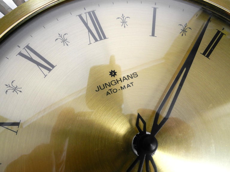 Beautiful large original 1960s brass sunburst wall clock by 