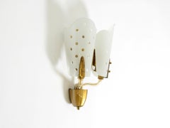 Beautiful large original Mid Century Modern wall lamp made of brass and glass