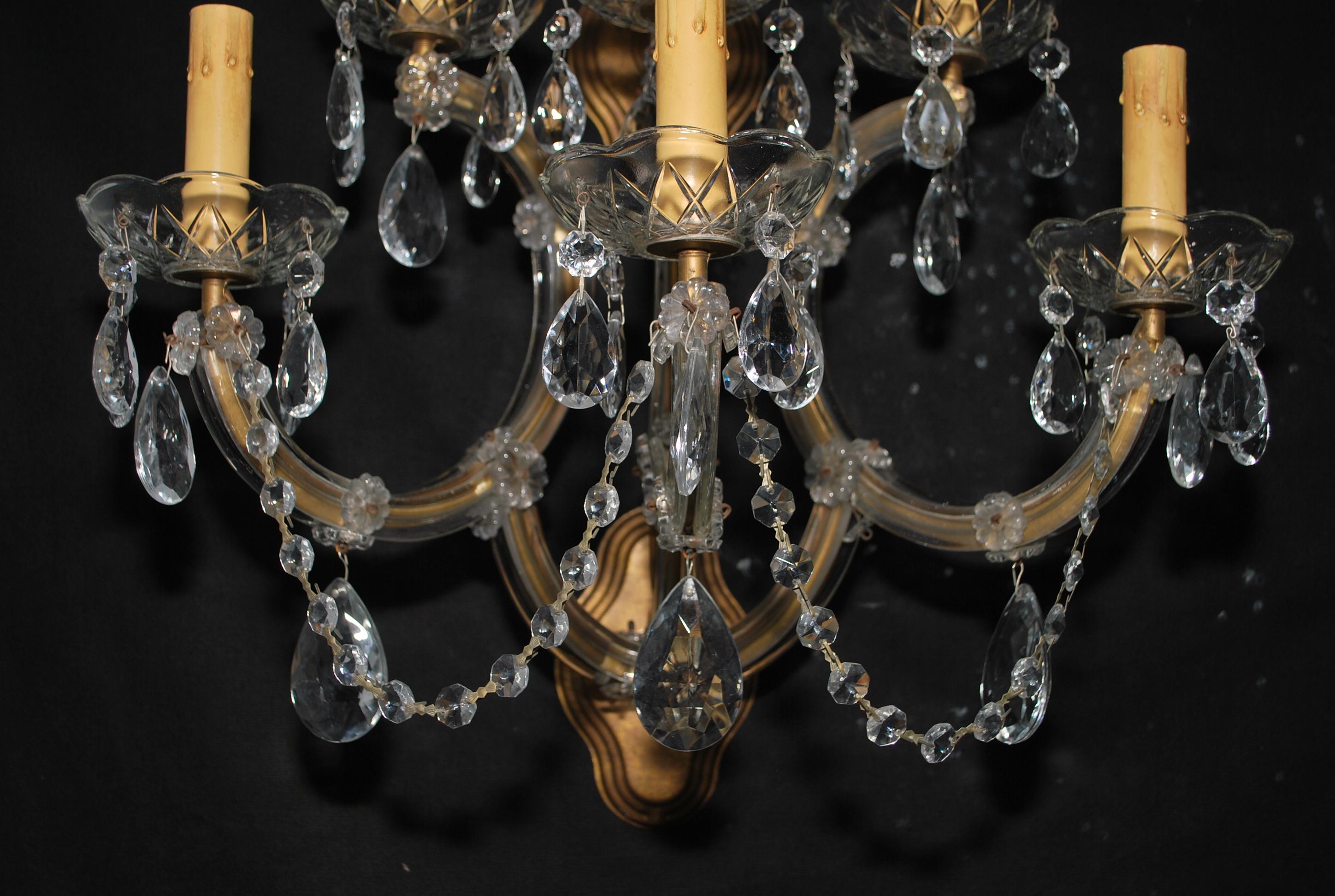 American Beautiful large pair of 1940's Marie Antoinette style sconces For Sale