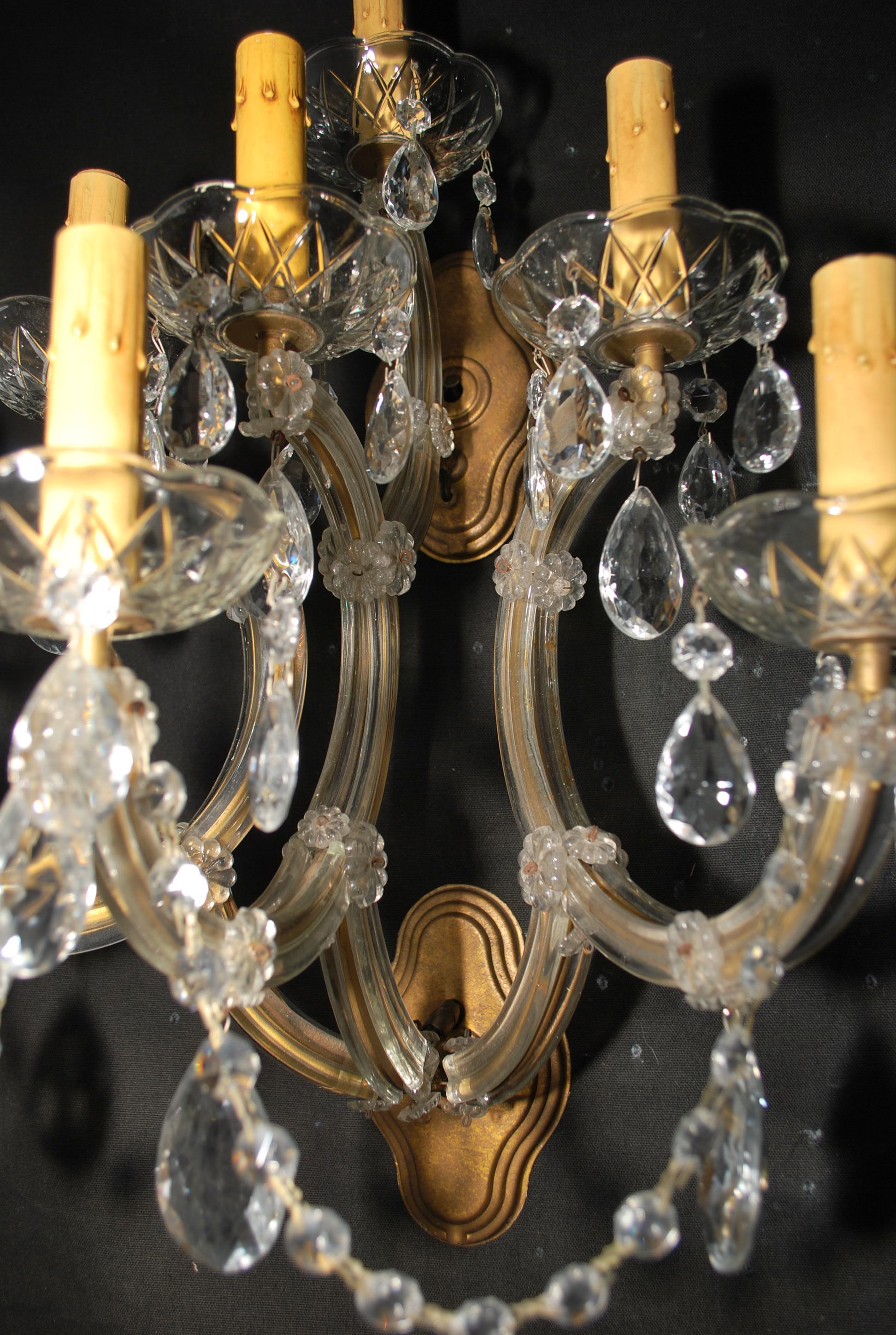 Beautiful large pair of 1940's Marie Antoinette style sconces In Good Condition For Sale In Los Angeles, CA