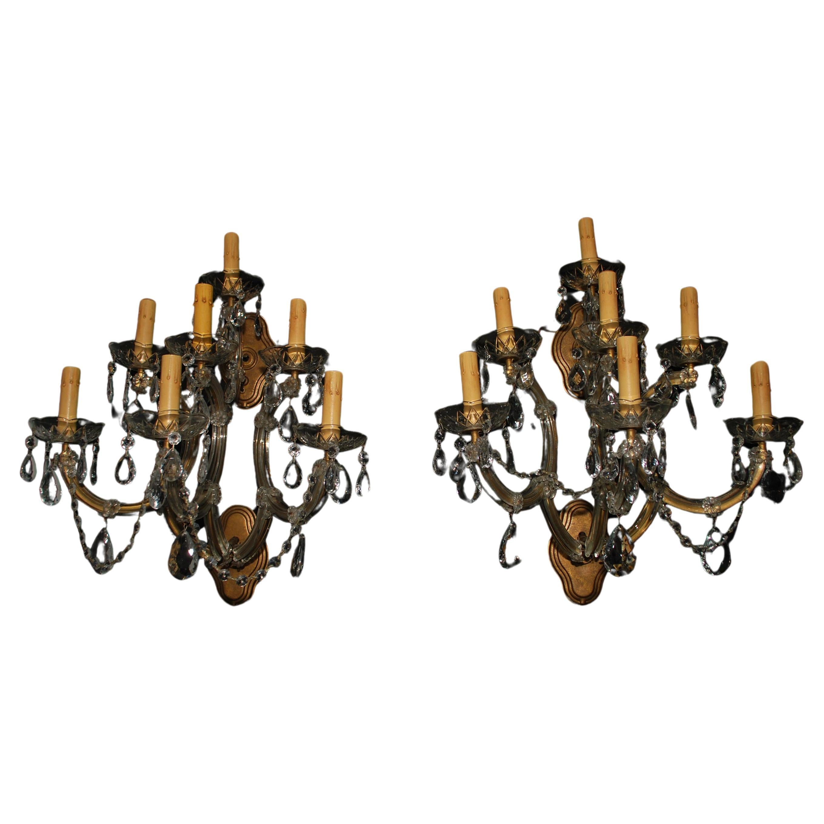 Beautiful large pair of 1940's Marie Antoinette style sconces For Sale