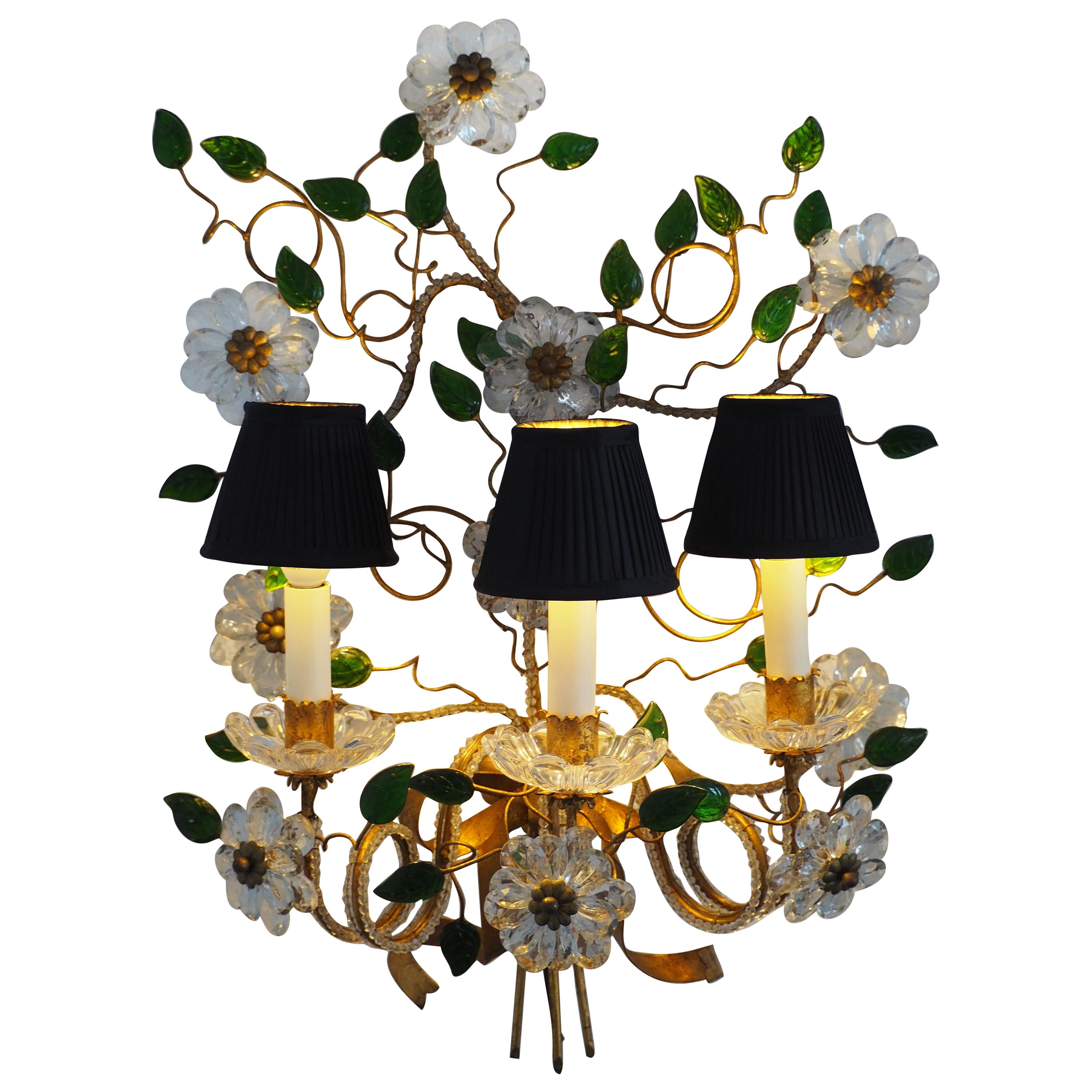 Beautiful Large Single Wall Sconce Maison Baguès Attributed, France, circa 1950s