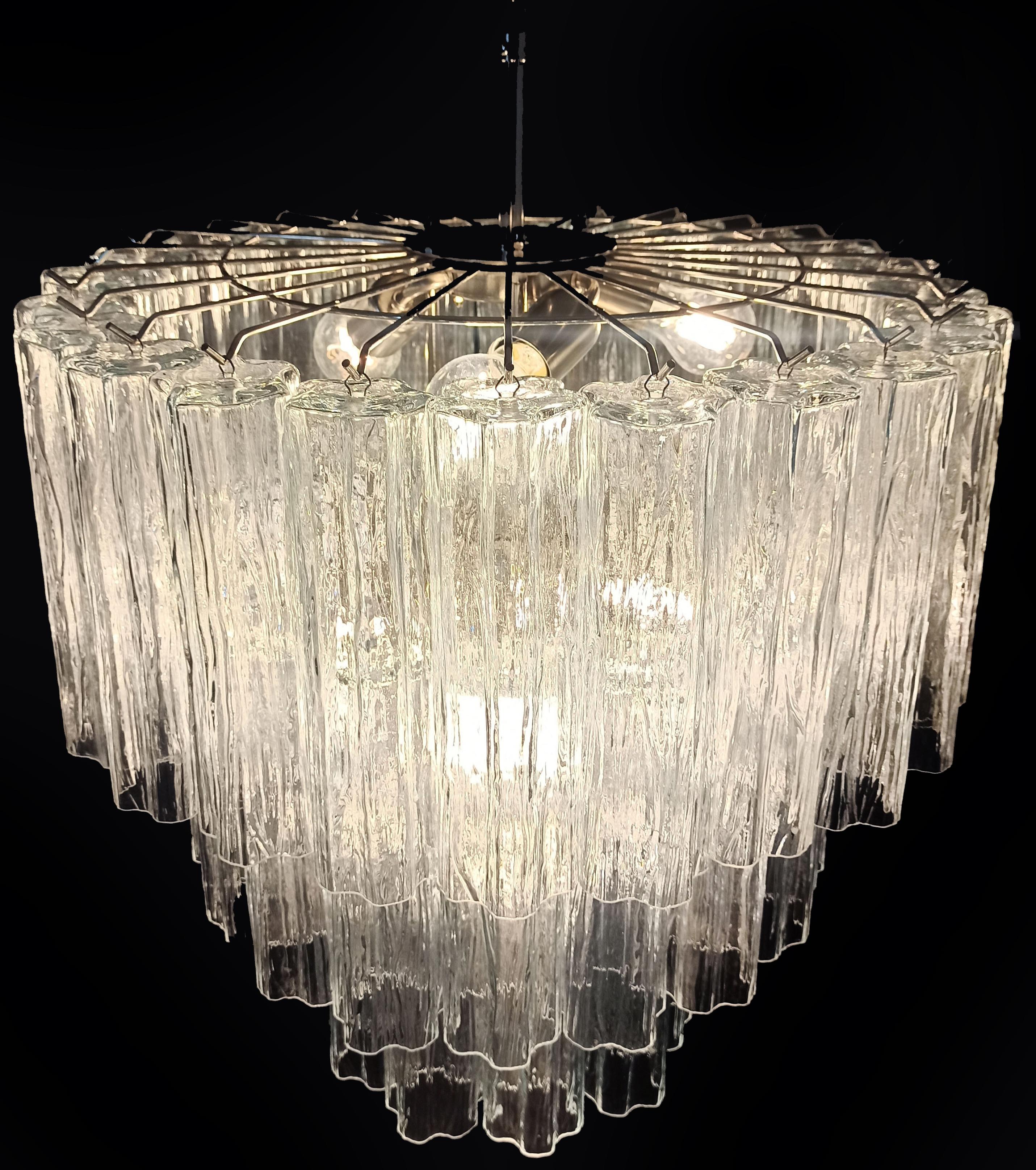Beautiful Large three-Tier Murano Glass Tube Chandelier - 52 glasses For Sale 6