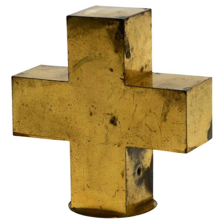 Beautiful, Large, Very Old Brass Cross from a Church as Table Decoration
