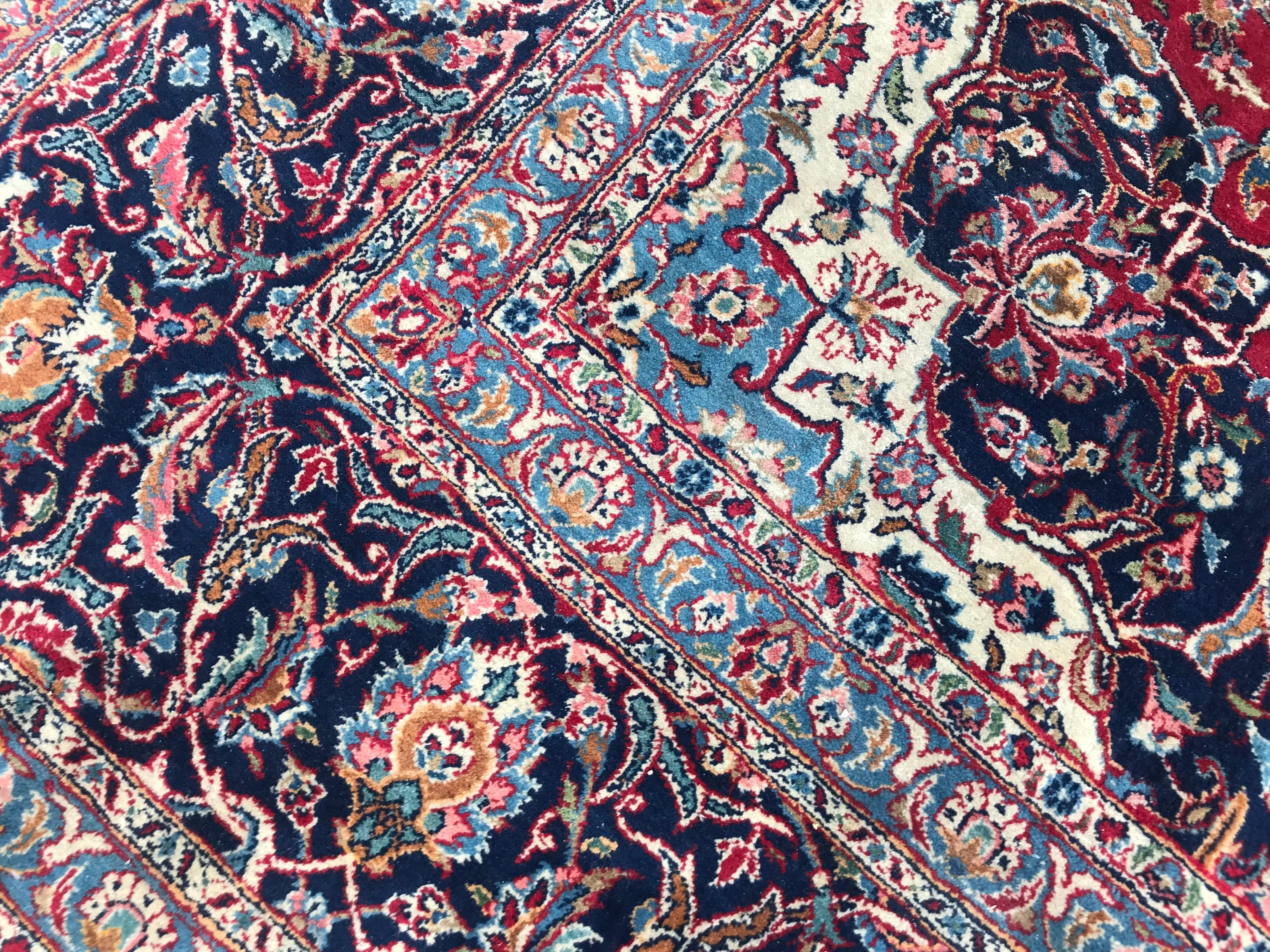 Hand-Knotted Beautiful Large Vintage Kashan Rug