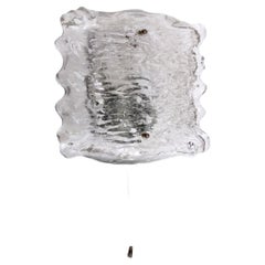 Beautiful large wall lamp Peil & Putzler ice glass, 1960 Germany