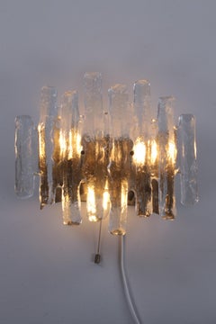Beautiful Large Wall Lamp with Ice Glass Made by J.T. Kalmar, 1960s