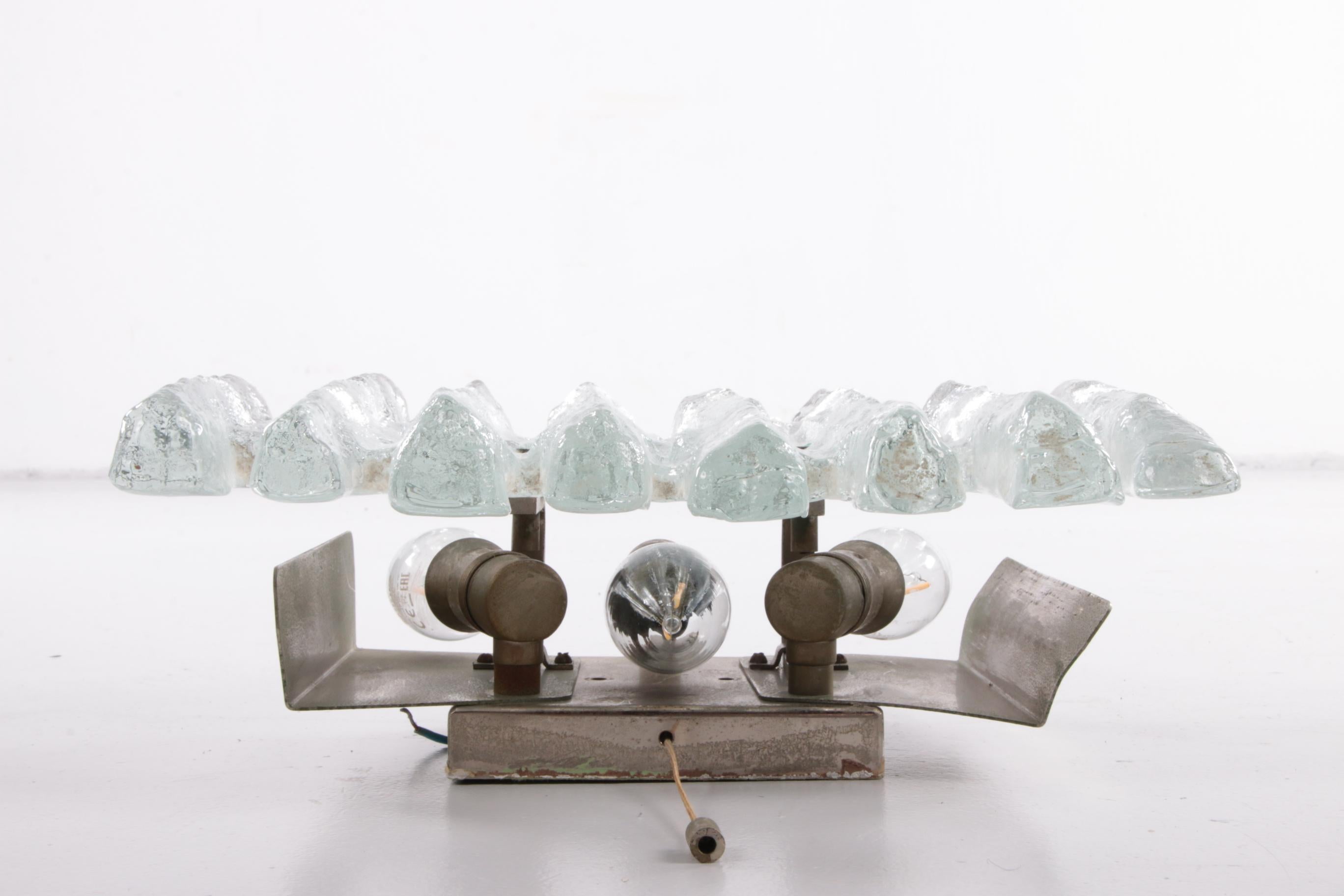 Beautiful Large Wall Lamp with Ice Glass Made by J.T. Kalmar, 1960s For Sale 2