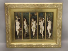 Beautiful Late 19th Century Berlin K.P.M.–Vienna Style Porcelain Plaque 5 Senses