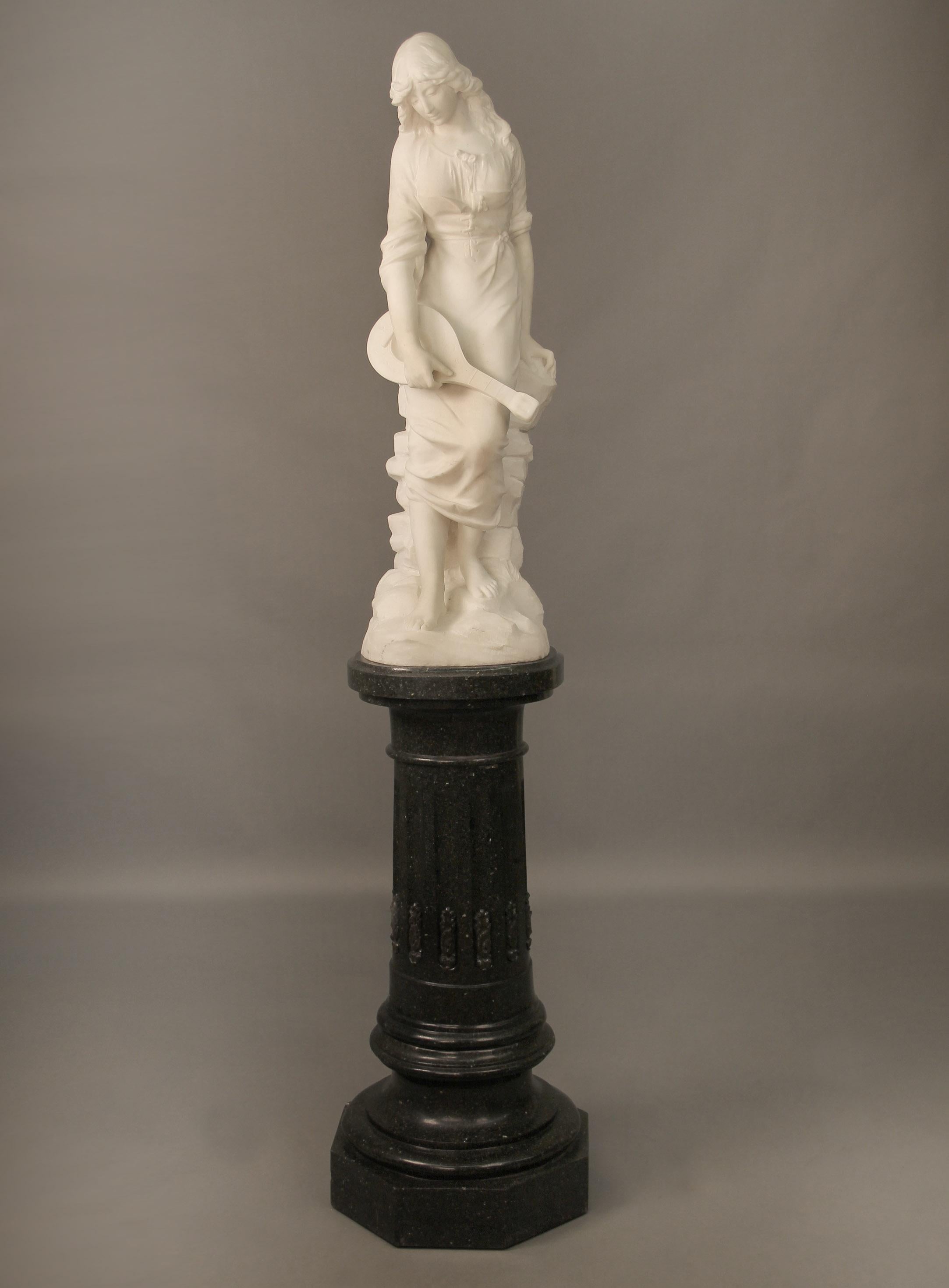 Bellissimo marmo di Carrara francese della fine del XIX secolo raffigurante una donna, Paul Fournier in vendita 1