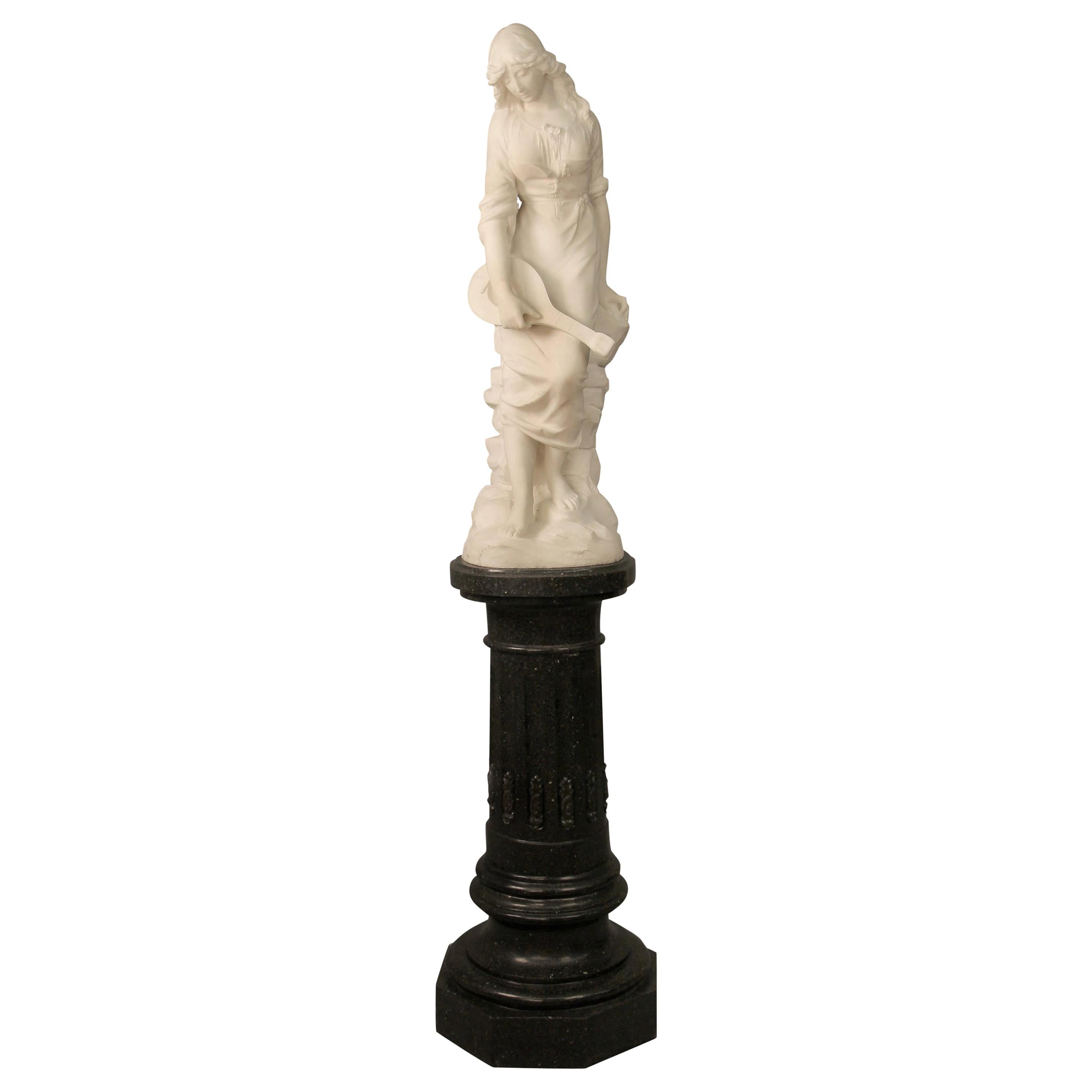 Beautiful Late 19th Century French Carrara Marble of a Woman, Paul Fournier