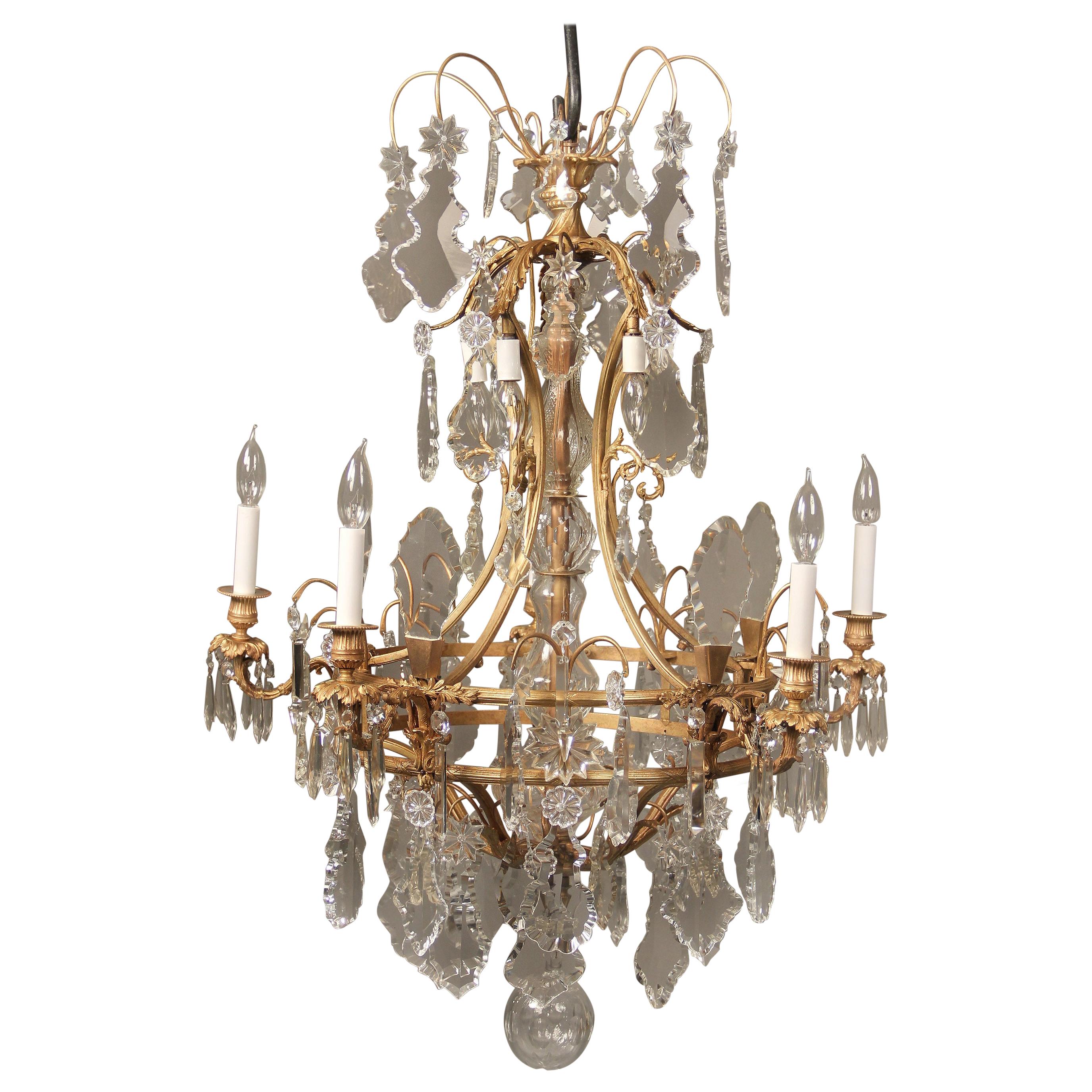 Beautiful Late 19th Century Gilt Bronze and Crystal Ten-Light Chandelier