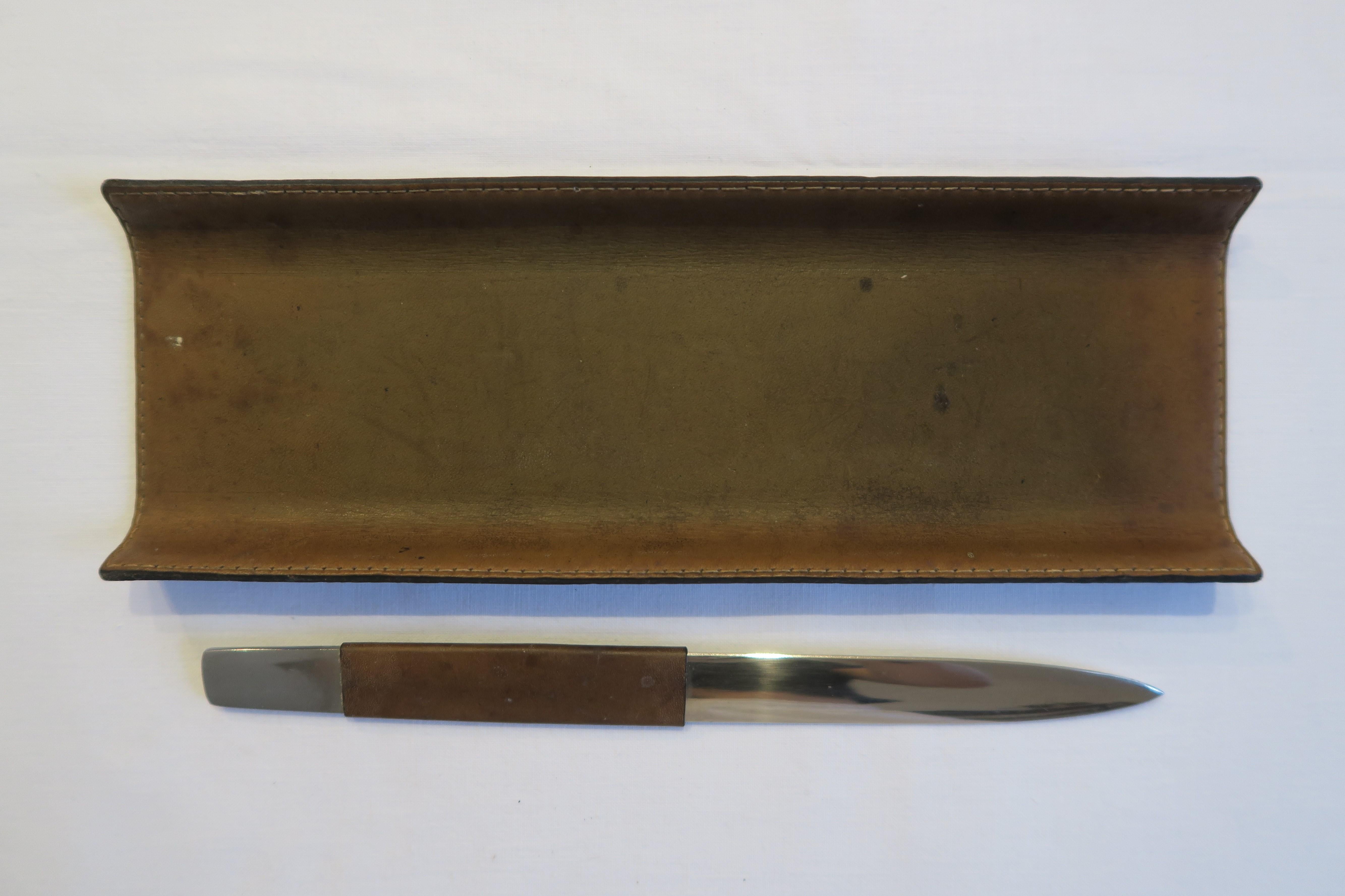 Hand-Crafted Vintage Austrian Letter Opener and tray Vienna 1950 For Sale