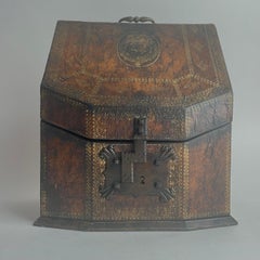 Beautiful Leather Letter Holder with gilded details and coat of arms.