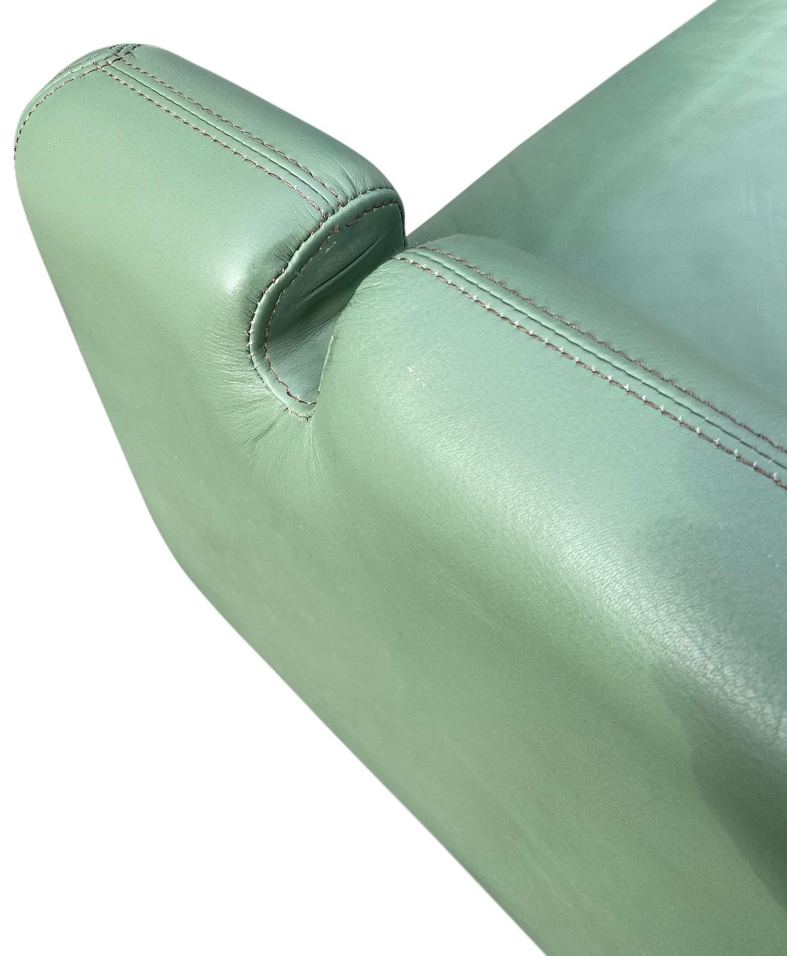 Beautiful Leather Matinee Daybed Sofa by Vladimir Kagan Sage Green Leather 3