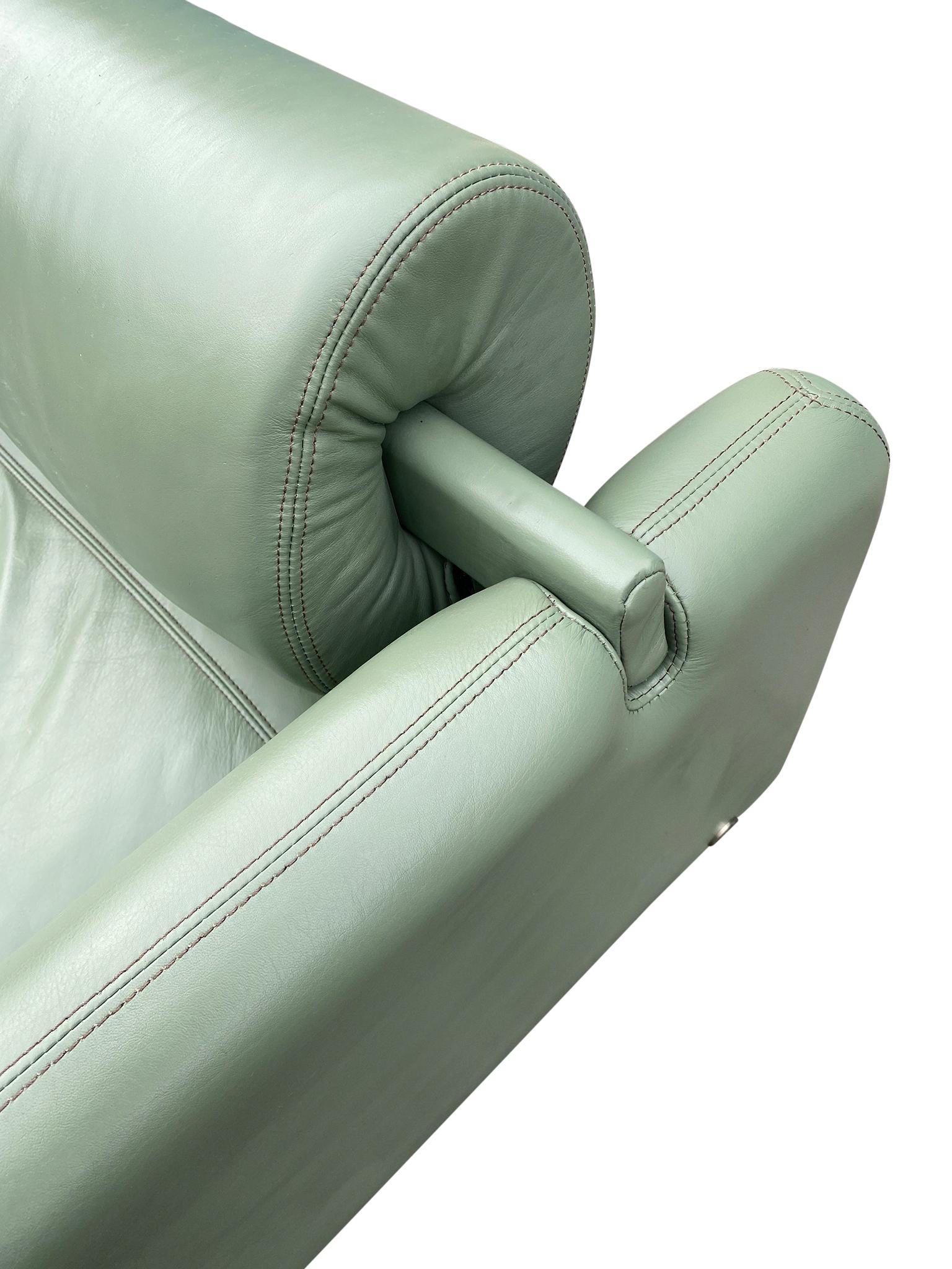 Schönes Leder Matinee Daybed Sofa von Vladimir Kagan Salbei Grünes Leder im Zustand „Gut“ in BROOKLYN, NY