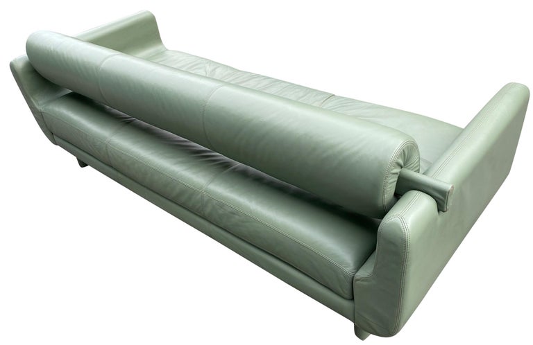 Beautiful Leather Matinee Daybed Sofa by Vladimir Kagan Sage Green