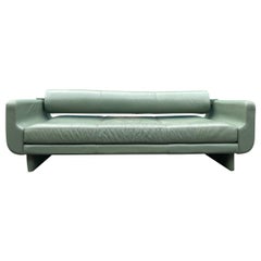 Beautiful Leather Matinee Daybed Sofa by Vladimir Kagan Sage Green Leather