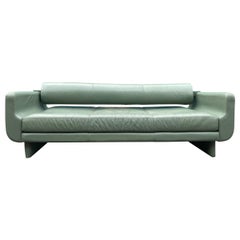 Beautiful Leather Matinee Daybed Sofa by Vladimir Kagan Sage Green Leather