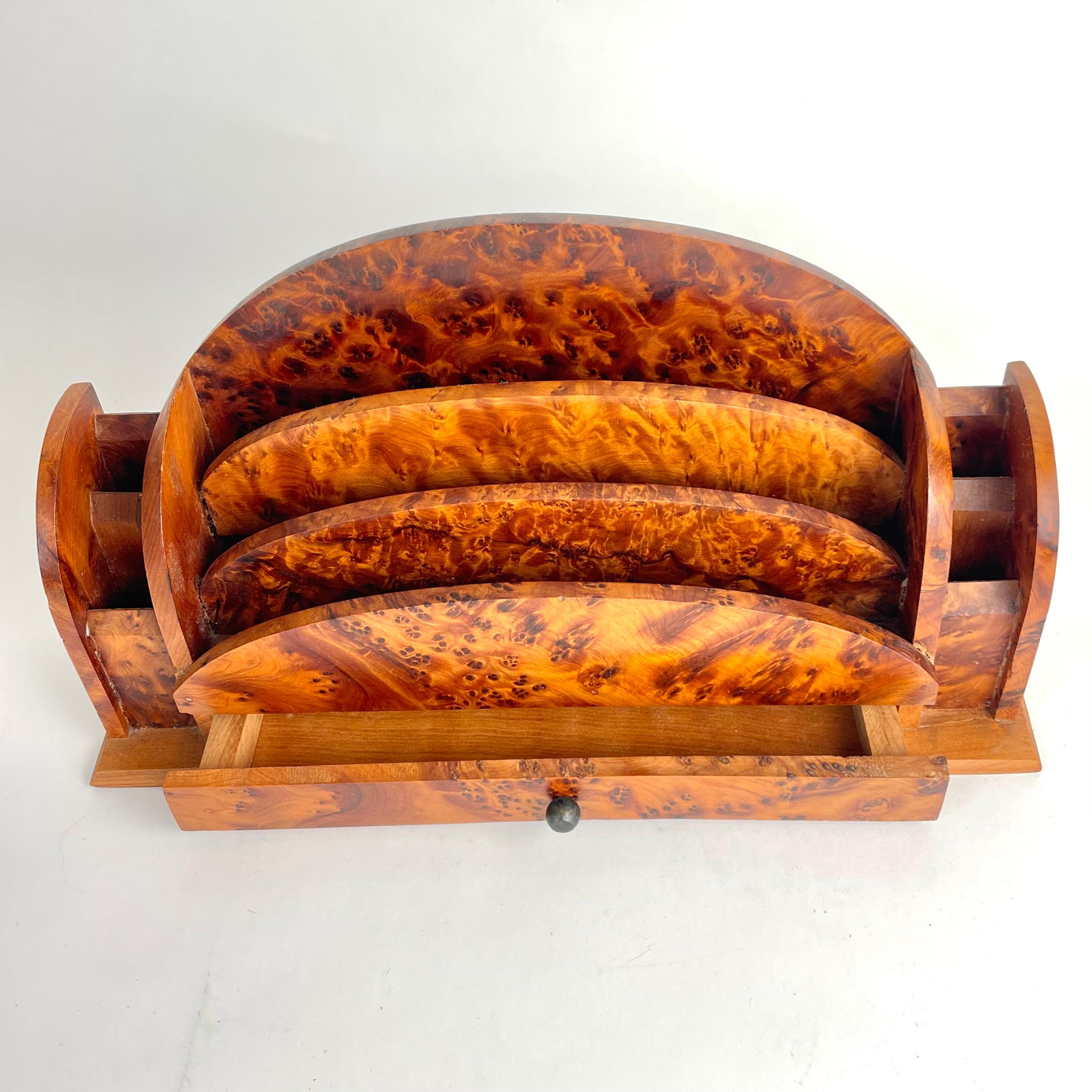 Beautiful Letter Stand in Art Deco with Thuja burl from the 1930s In Good Condition For Sale In Knivsta, SE