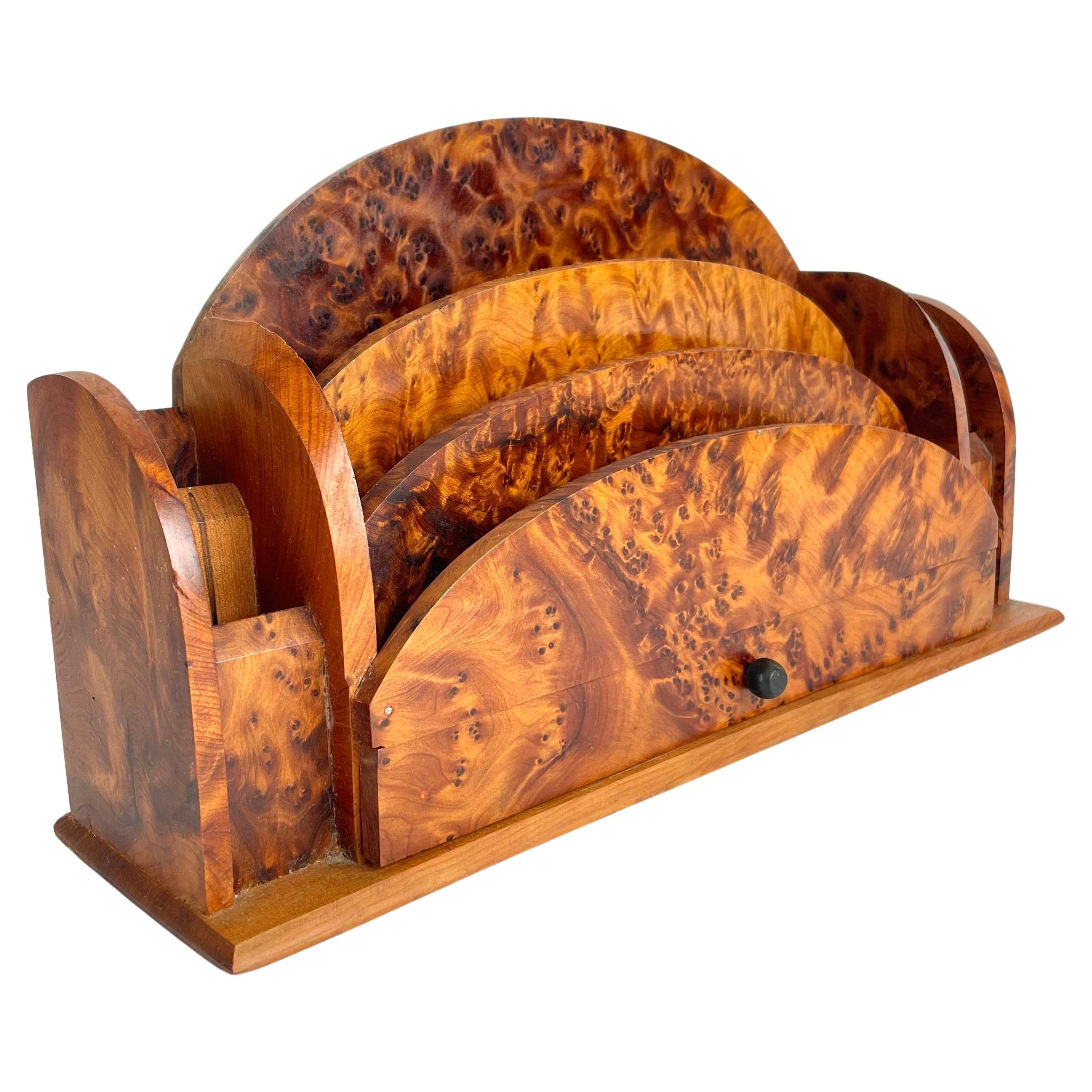 Beautiful Letter Stand in Art Deco with Thuja burl from the 1930s For Sale