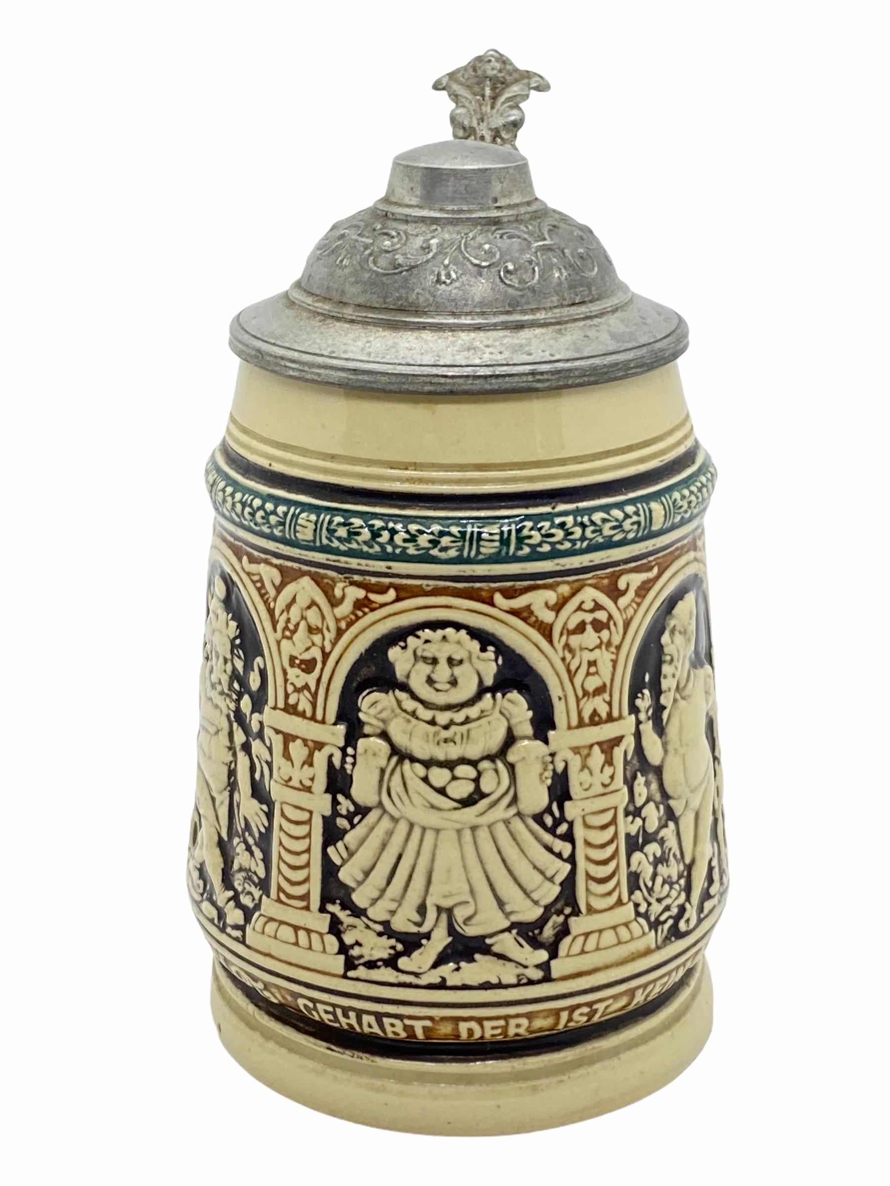 A gorgeous beer stein, made in the in Germany. This beer stein has been made in Germany, circa 1910s or older. Absolutely gorgeous piece still in great condition, without damage. Lid works properly. It is a 1/4 Liter Stein. Signed with makers mark