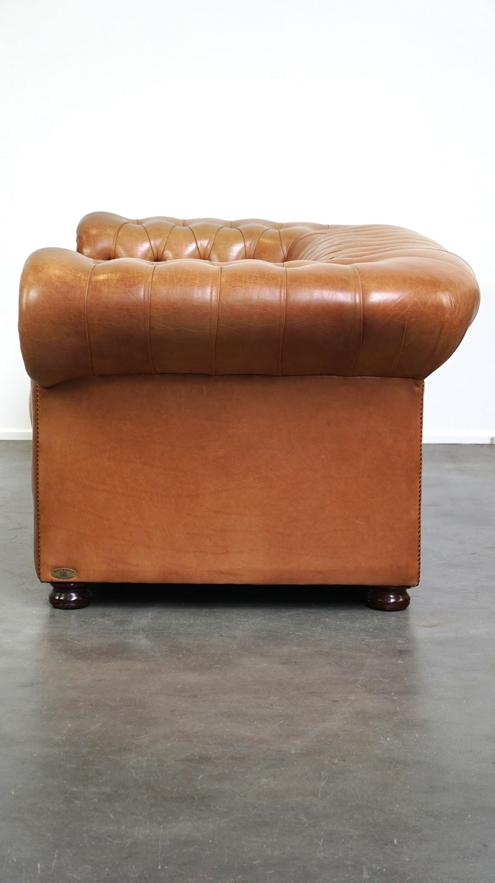 Schöner hellbrauner Springvale English Cowhide Leder Chesterfield 2-Sitzer im Zustand „Gut“ im Angebot in Harderwijk, NL