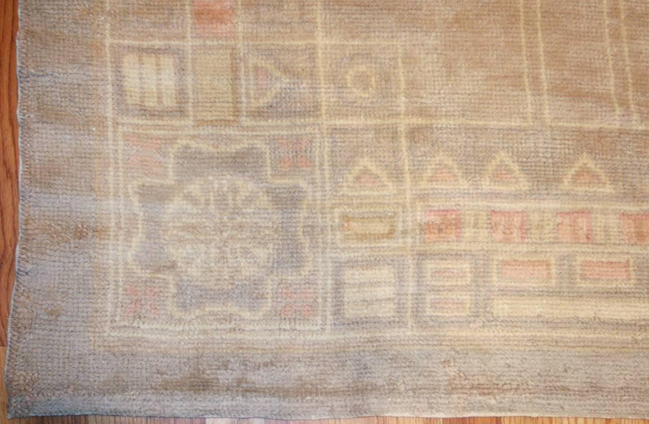 Hand-Knotted French Deco Rug. Size: 13 ft 7 in x 14 ft 2 in For Sale