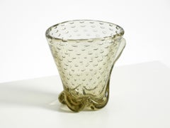 Beautiful light green mouth-blown Murano vase by Carlo Scarpa for Venini Italy