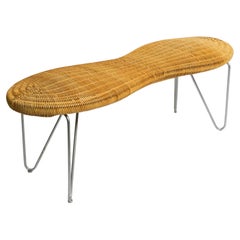 Vintage Beautiful limited original rattan bench "Peanut" from Ikea 1999