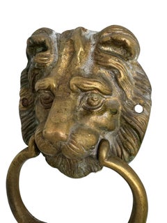 Beautiful Lion Head Bronze or Brass Door Knocker, Vintage Italy, 20th Century