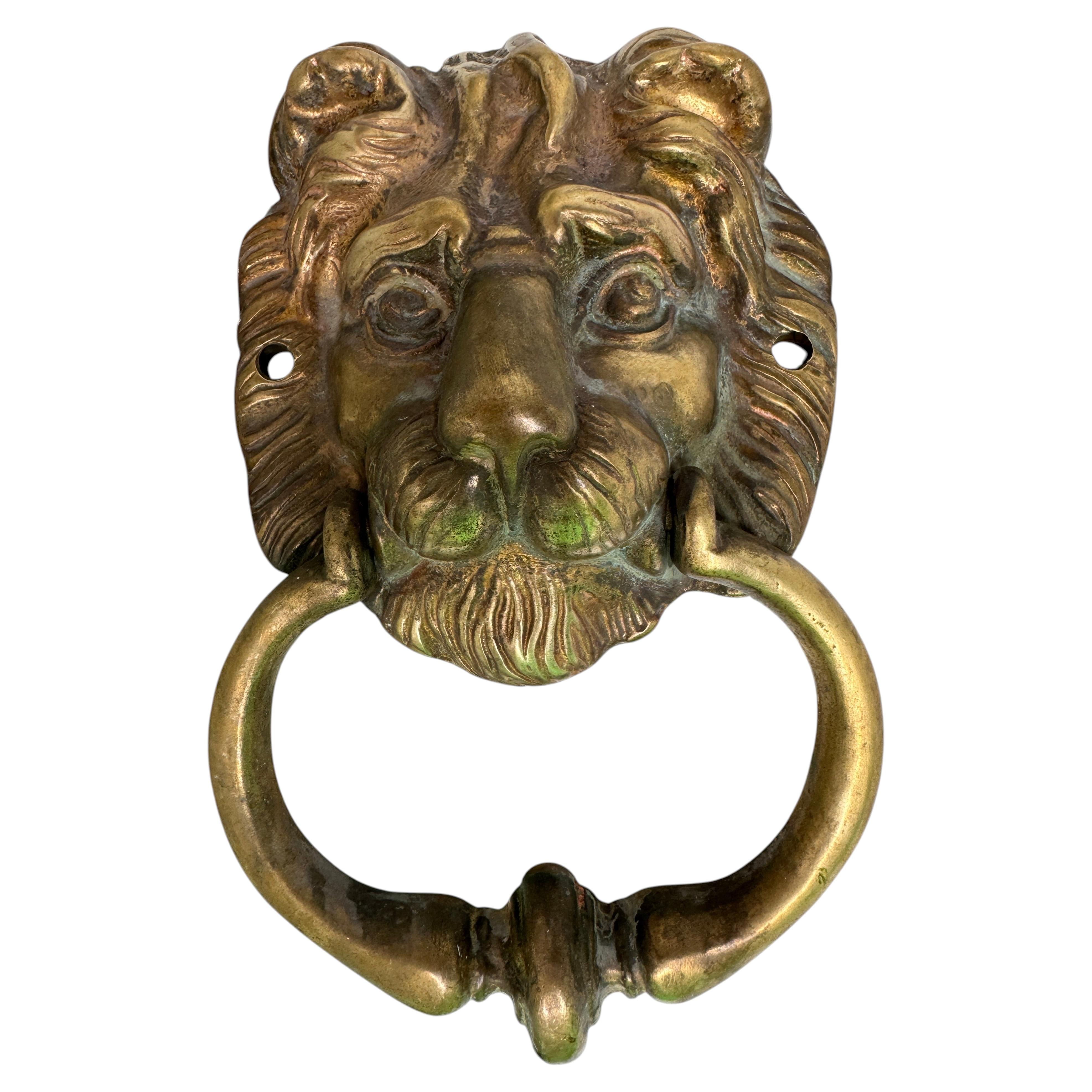 Beautiful Lion Head Bronze or Brass Door Knocker, Vintage Italy, 20th Century