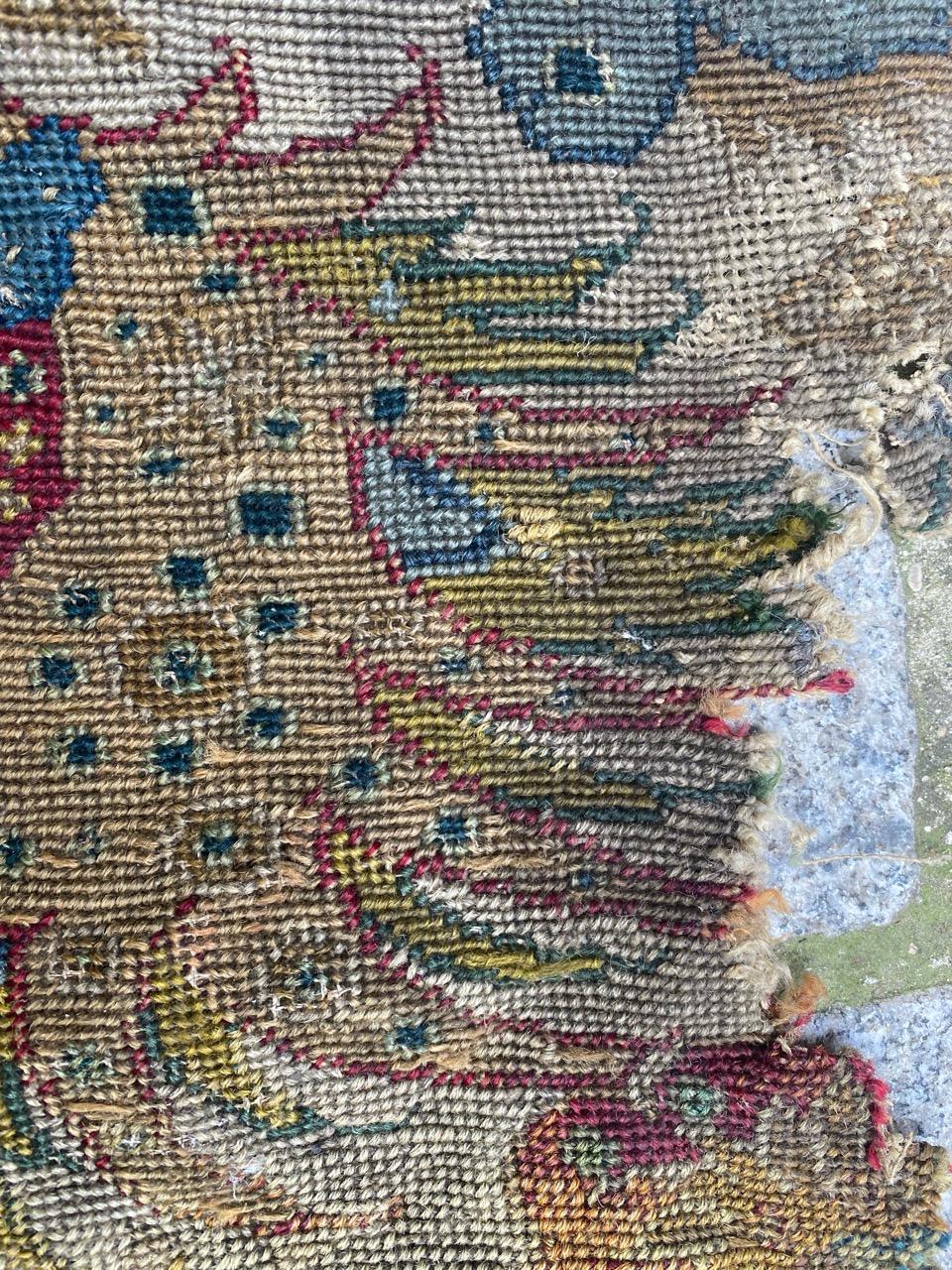 Bobyrug’s Beautiful Little 18th Century French Needlepoint Fragment Tapestry For Sale 5