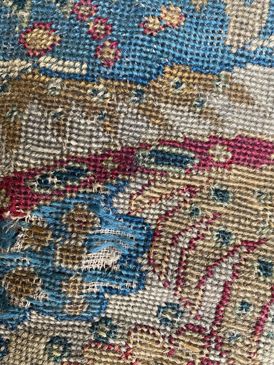 Bobyrug’s Beautiful Little 18th Century French Needlepoint Fragment Tapestry For Sale 6