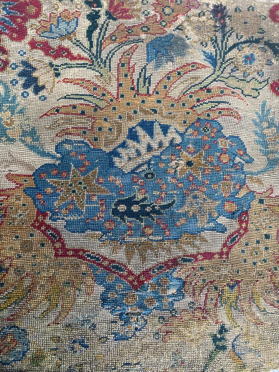 Bobyrug’s Beautiful Little 18th Century French Needlepoint Fragment Tapestry For Sale 7