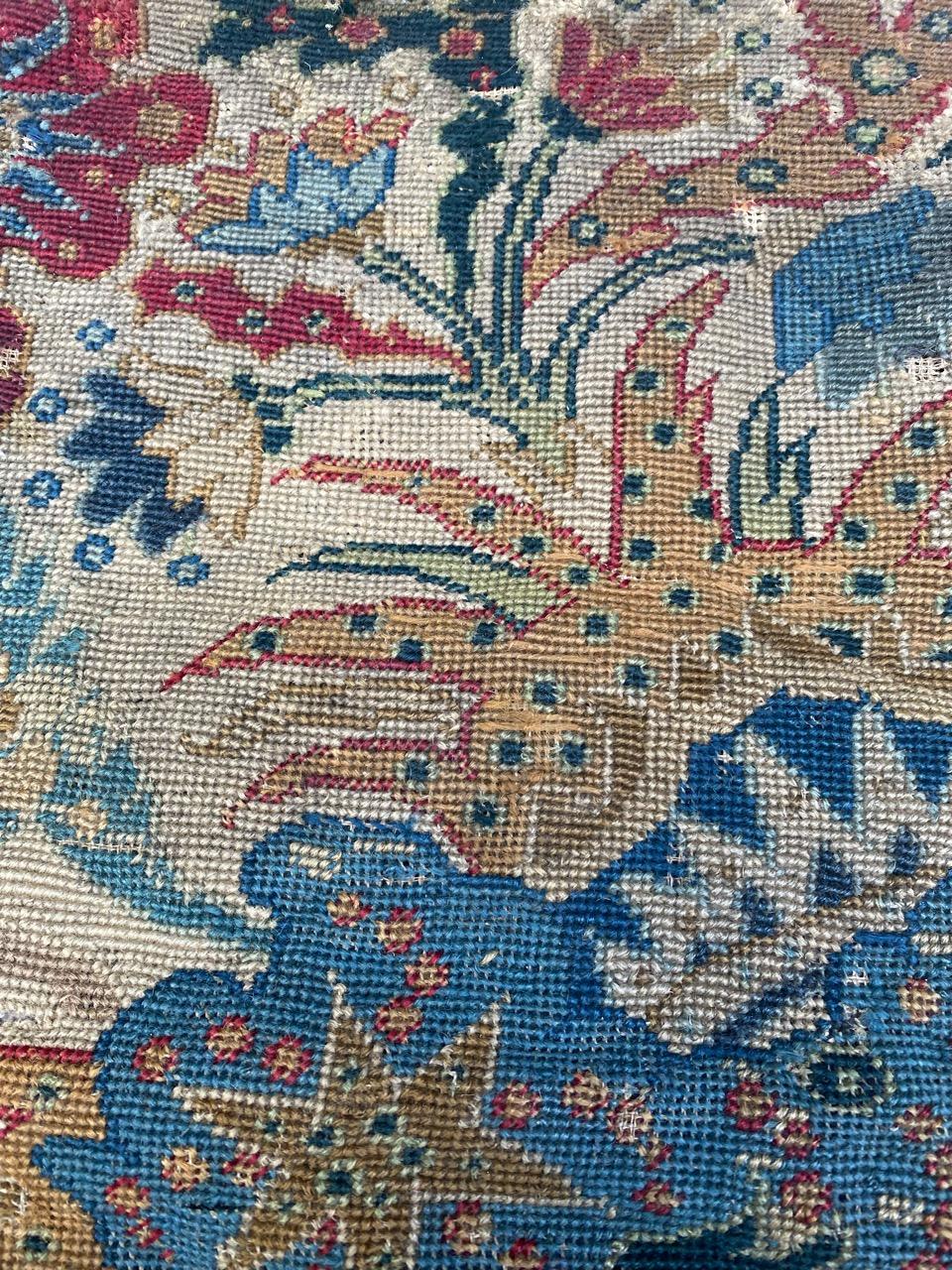 Wool Bobyrug’s Beautiful Little 18th Century French Needlepoint Fragment Tapestry For Sale