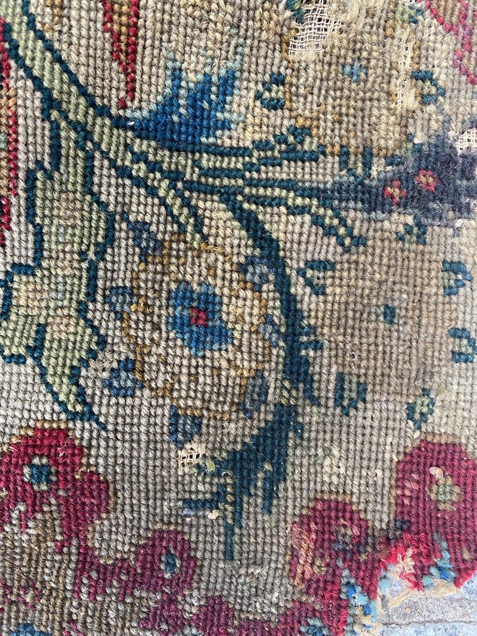 Bobyrug’s Beautiful Little 18th Century French Needlepoint Fragment Tapestry For Sale 3