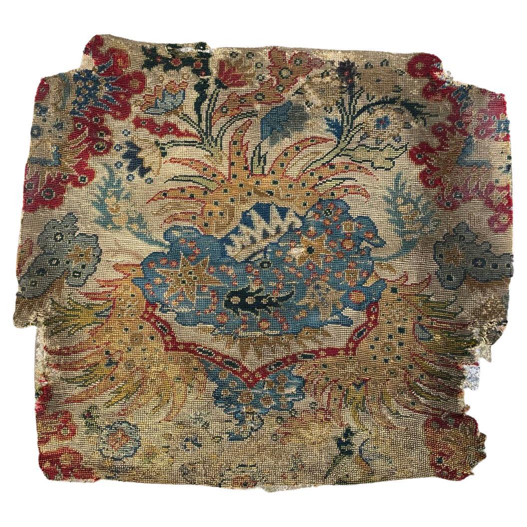 Bobyrug’s Beautiful Little 18th Century French Needlepoint Fragment Tapestry For Sale