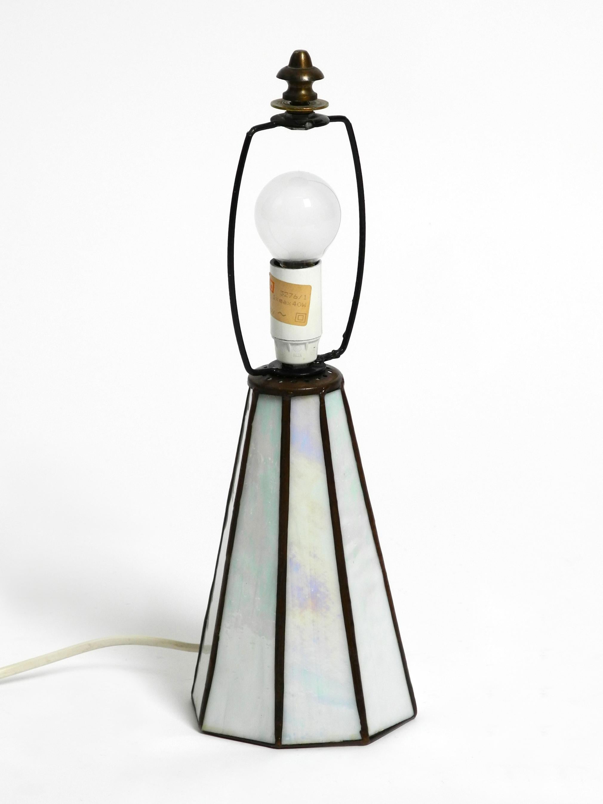 Beautiful Little 70s Tiffany Design Table Lamp Made of Mother-of-pearl Glass 3