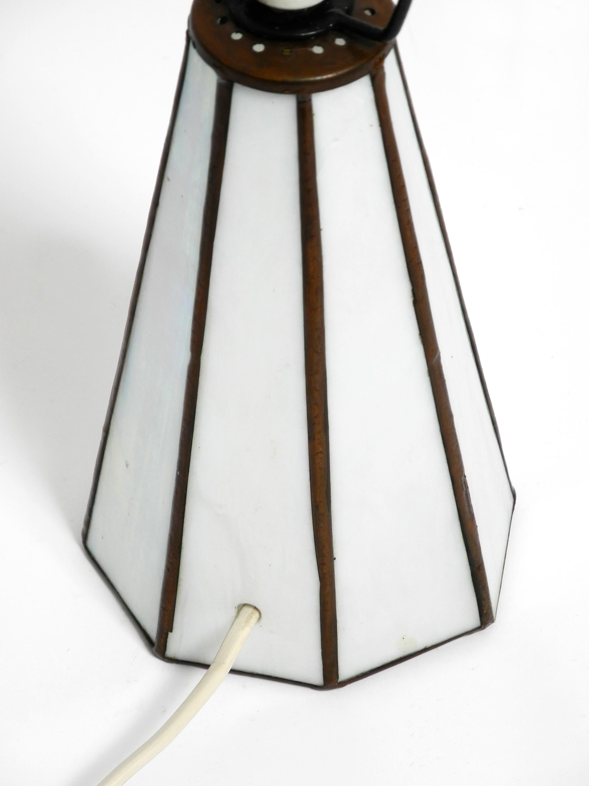 Beautiful Little 70s Tiffany Design Table Lamp Made of Mother-of-pearl Glass 6