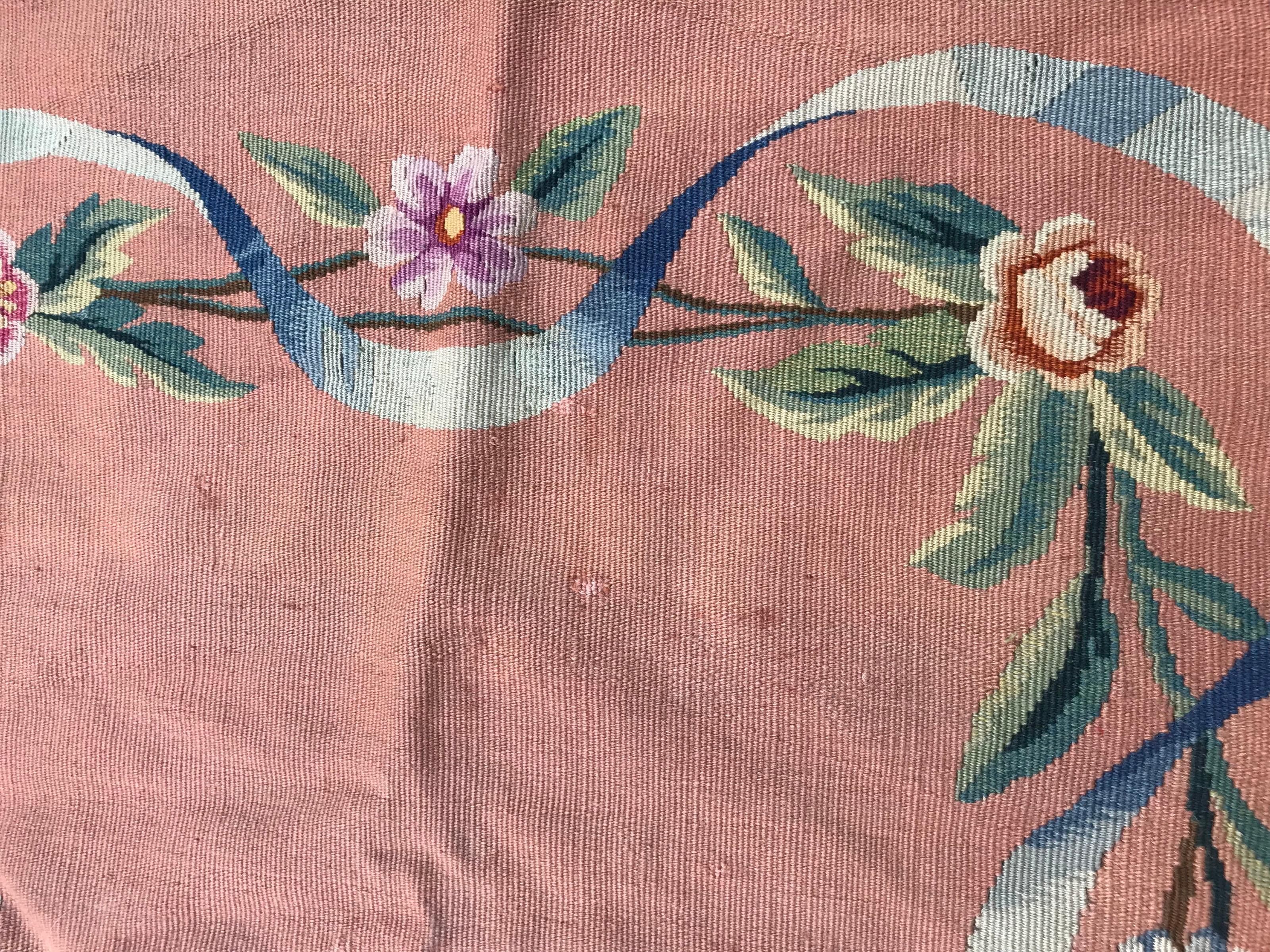 Bobyrug's Preciosa Alfombra Plana Antigua Aubusson Tapiz en Bueno estado para la venta en Saint Ouen, FR