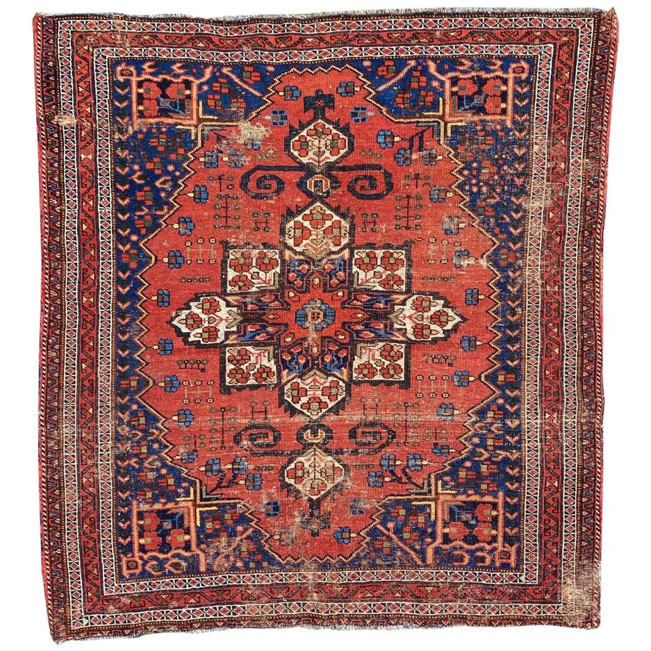 Beautiful Little Antique Distressed Rug