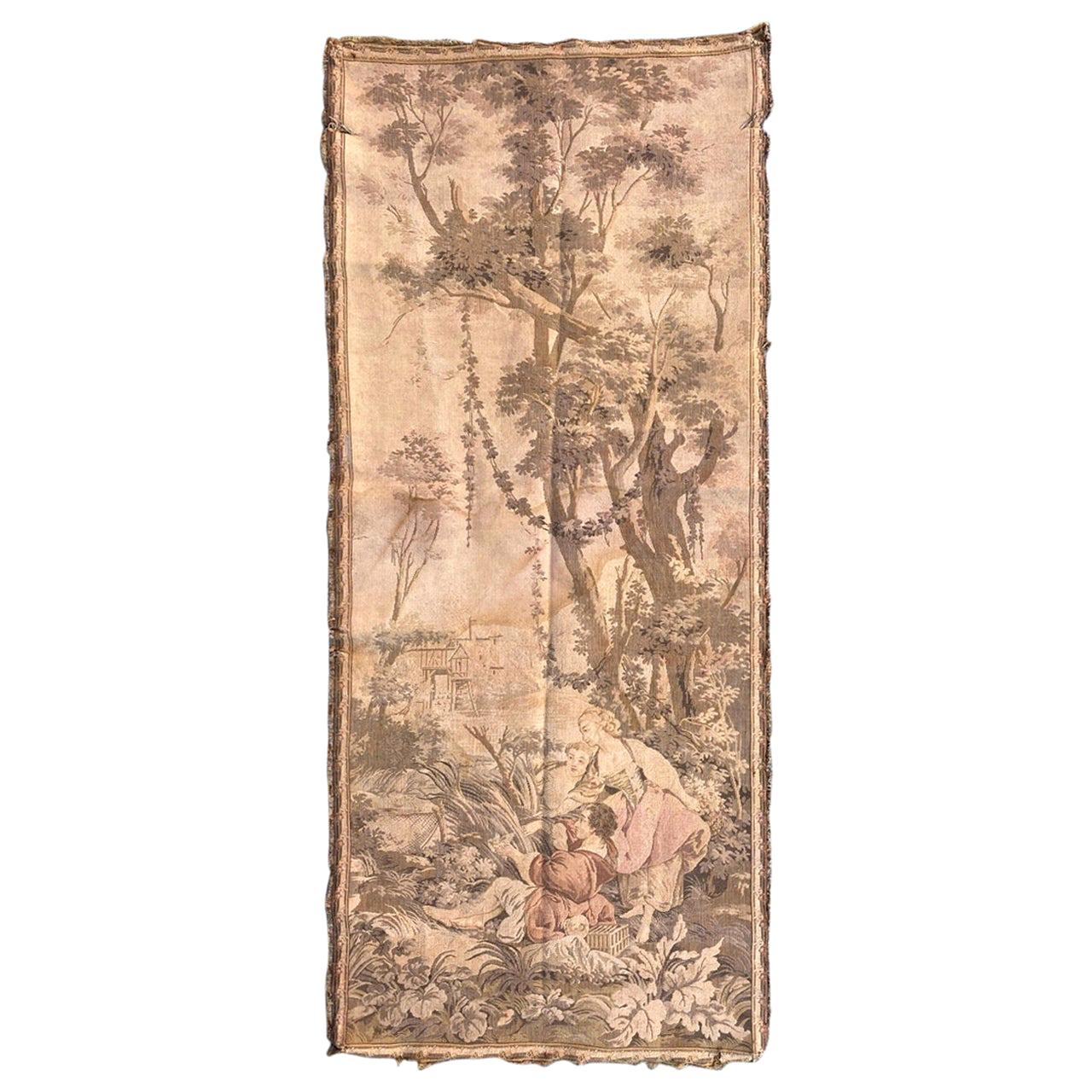 Beautiful Little Antique French Jaquar Tapestry Aubusson Style