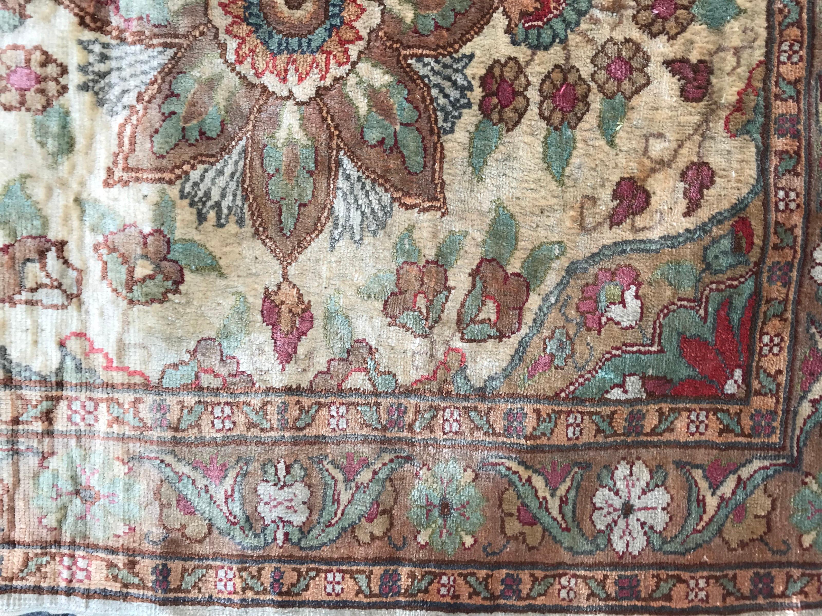 Hand-Knotted Beautiful Little Fine Silk Turkish Cesare Rug For Sale