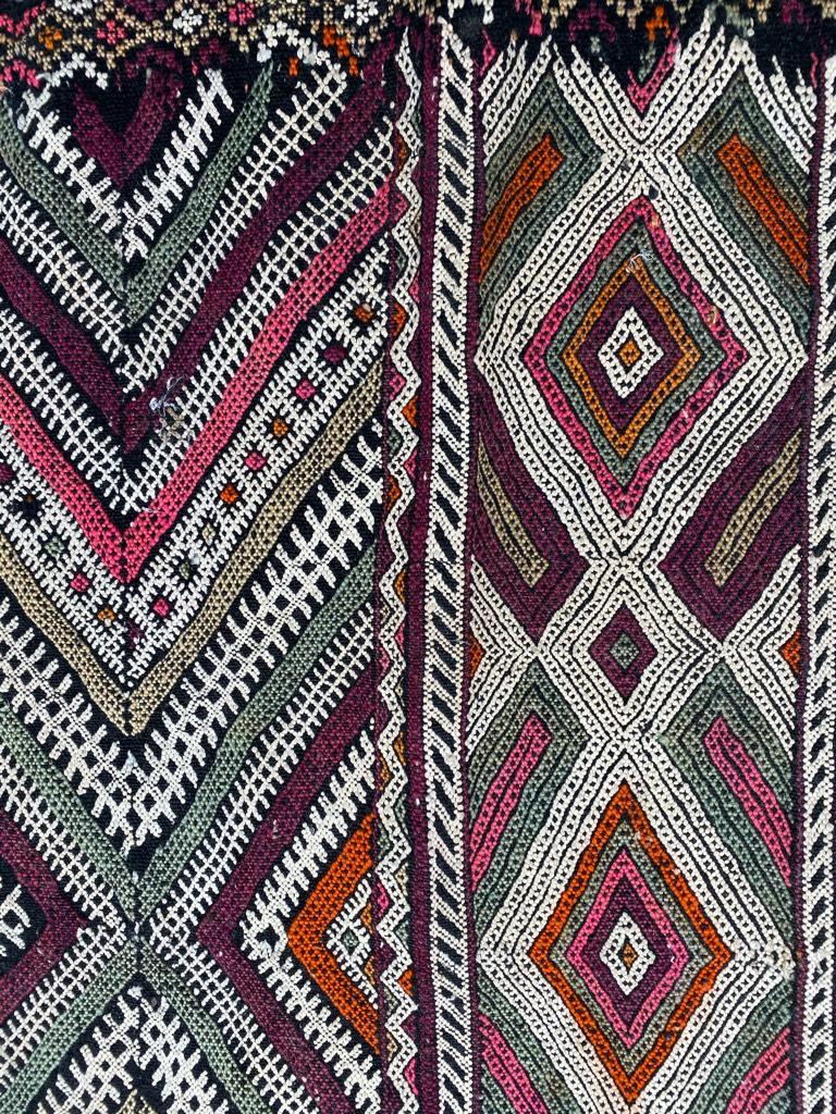 Hand-Woven Beautiful Little Moroccan Antique Flat Rug
