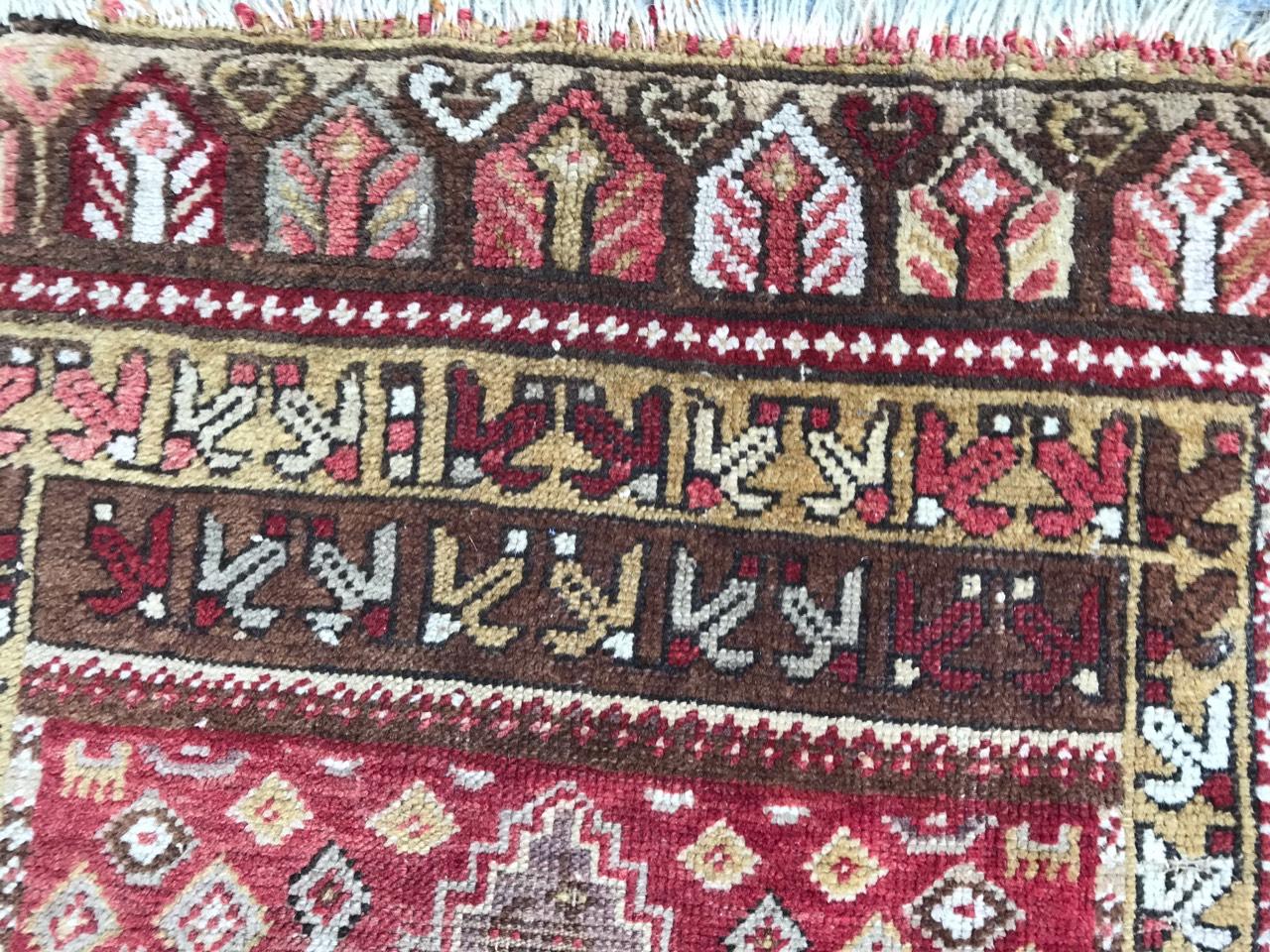 Hand-Knotted Bobyrug’s Beautiful Little Turkish Yastik Rug For Sale