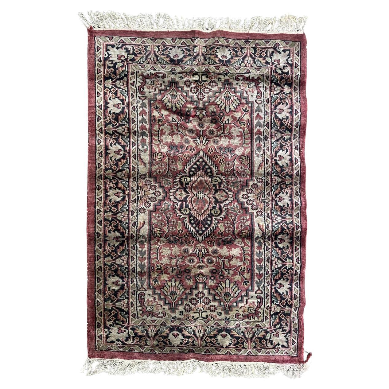 Bobyrug’s Beautiful little vintage silk Pakistani rug