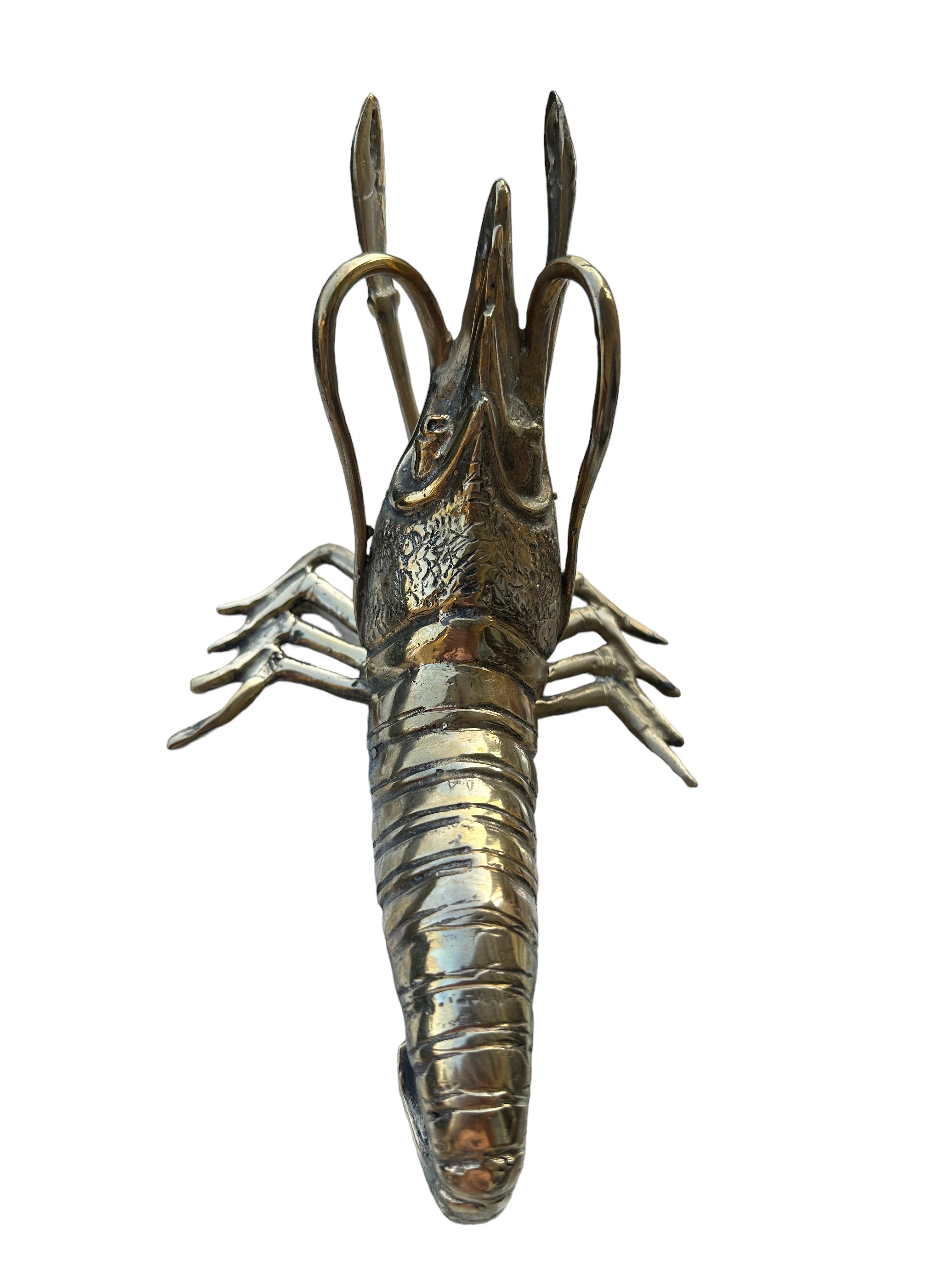 Beautiful Lobster Sculpture Brass Bronze, Vintage, Italy, 1980s For Sale 1