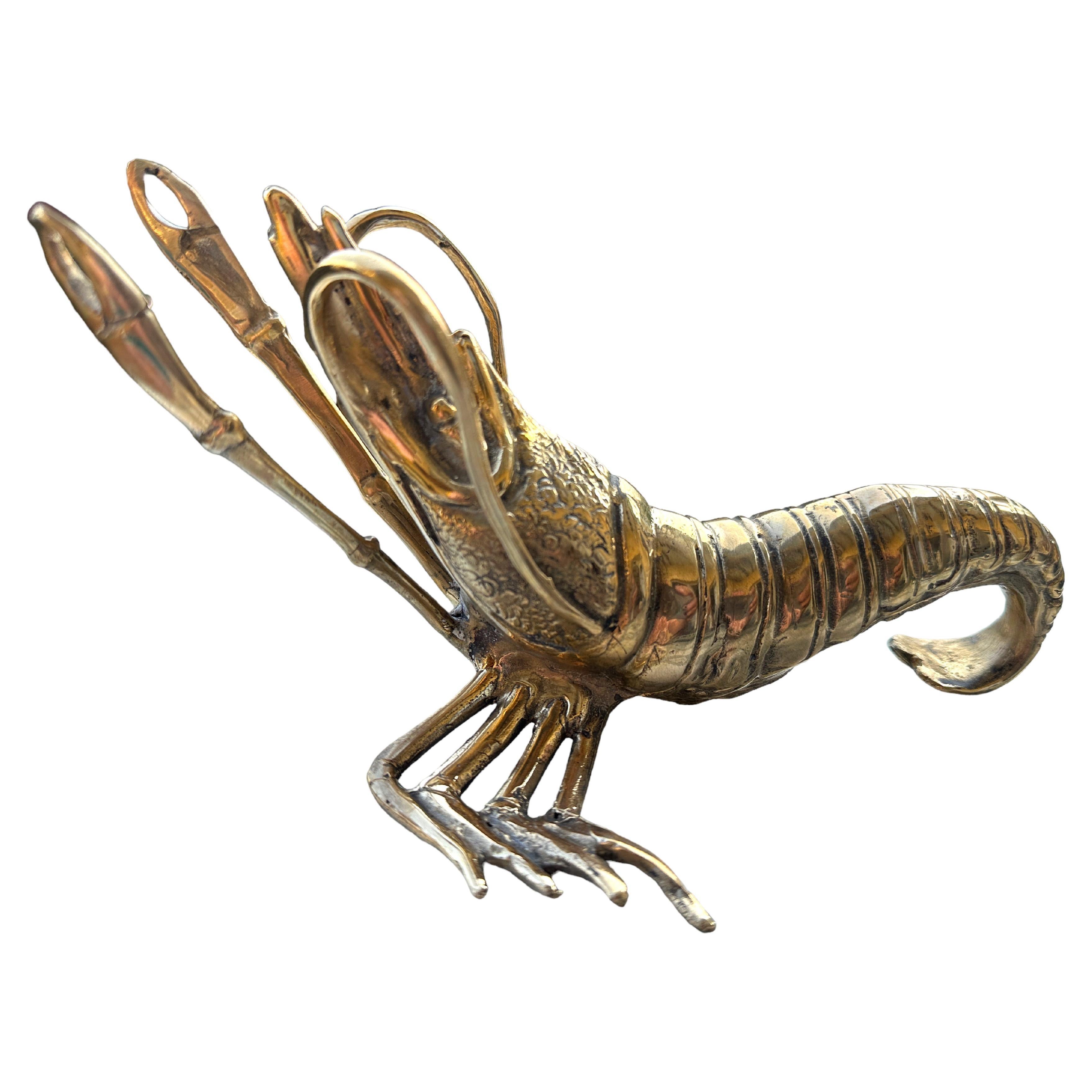 Beautiful Lobster Sculpture Brass Bronze, Vintage, Italy, 1980s For Sale